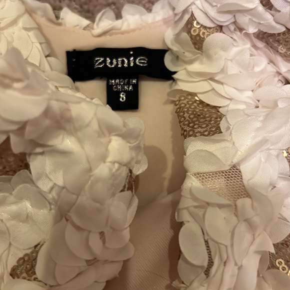Triple layered white and cream flower girl/special occasion. Sz 8. Gold sequins - Picture 8 of 9